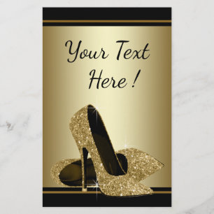 Elegant svart guld höglädersklack Flyer