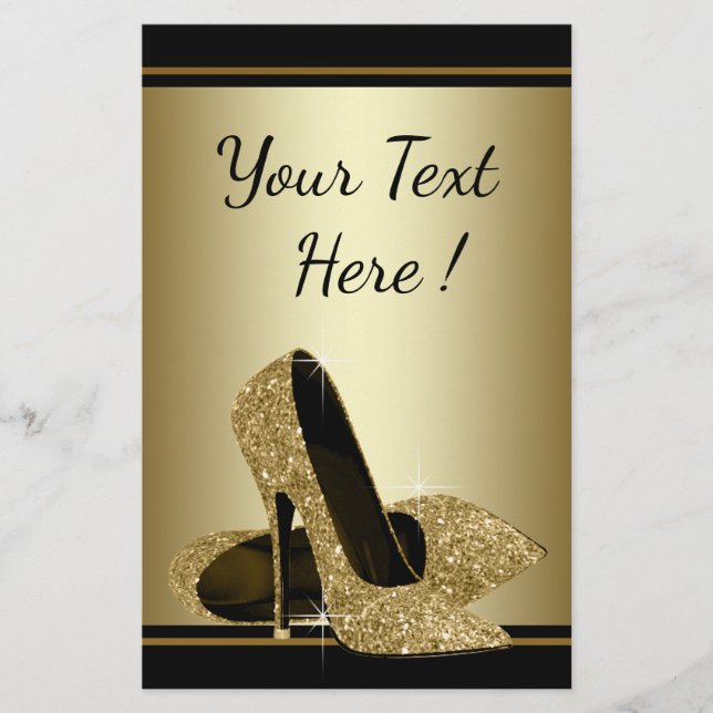 Elegant svart guld höglädersklack Flyer (Framsidan)