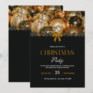 Elegant svart guld jul inbjudan