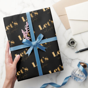 Elegant Svart Guld Låt Oss Fira Födelsedag Presentpapper