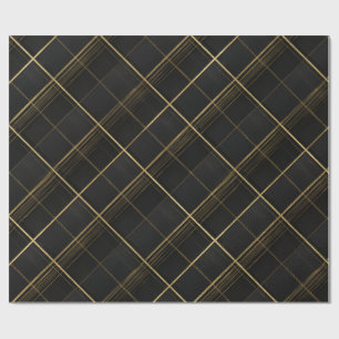 Elegant svart guld lyx kol rutigt mönster presentpapper