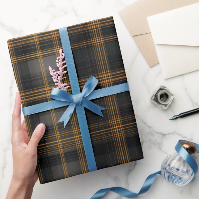 Elegant svart guld lyxig kolrutig mönster presentpapper (Gifting)