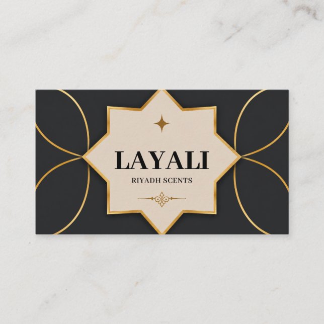 Elegant svart guld lyxig visitkort | Modern P (Framsida)