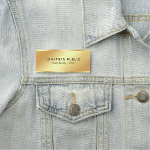 Elegant svart & guld mall anställd personal besätt namnbricka