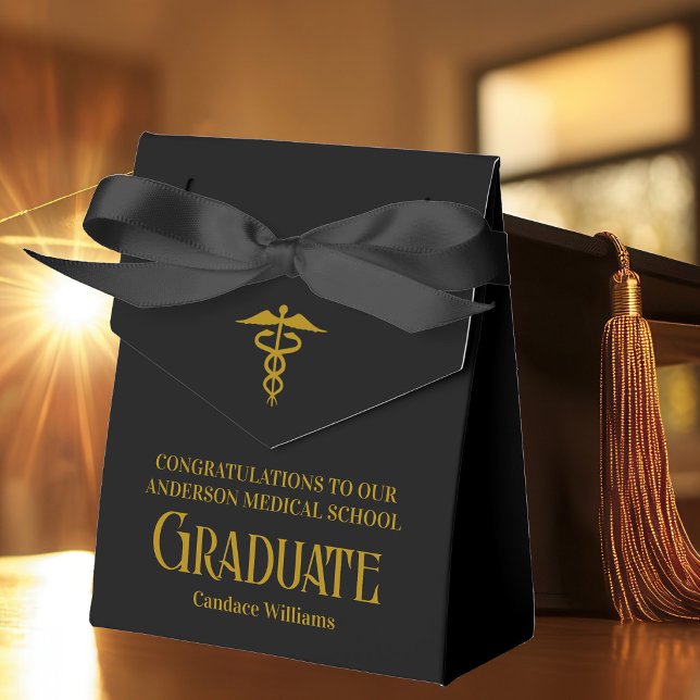 Elegant svart guld medicinskola examensfest presentaskar (Skapare uppladdad)