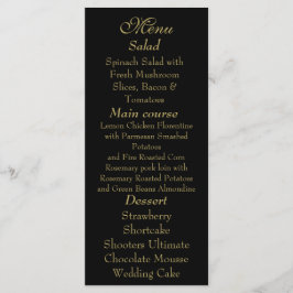 Elegant svart & guld menykort meny
