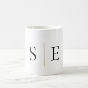 Elegant Svart Guld Monogram Minimalistisk Kaffemugg