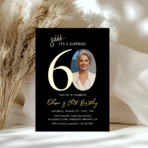 Elegant svart guld överraskning 60-års födelsedags