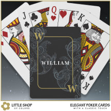 Elegant svart guld paisley monogram initial namn