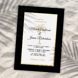 Elegant svart guld palmträd strand bröllop