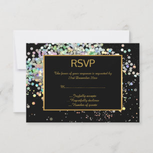 ELEGANT SVART GULD PASTELL HOLOGRAFISK ANPASSAD RS OSA KORT