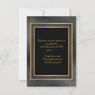ELEGANT SVART GULD PREGAD LAGER ANPASSAD RSVP OSA KORT