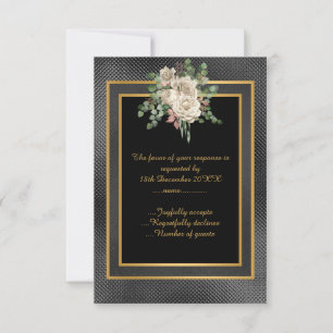 ELEGANT SVART GULD PREGAD LAGER BLOMSTERSVAR OSA KORT