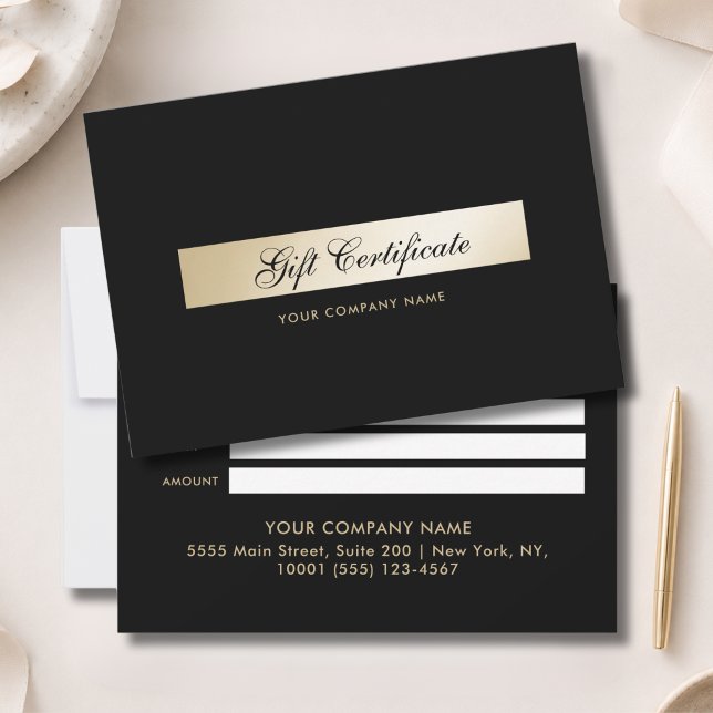 Elegant svart guld presentkort (Elegant Black Gold Gift Certficate)