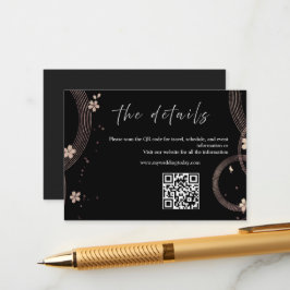 Elegant svart & guld QR-detaljkort Tilläggskort
