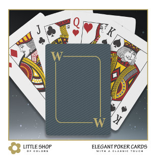 Elegant svart guld randig monogramprägling casinokort