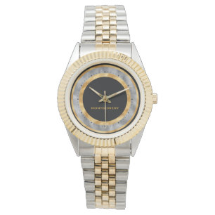 Elegant svart guld silverfolie personlig armbandsur