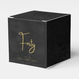 Elegant Svart & Guld Skrift Fyrtio Modern Födelsed Presentaskar