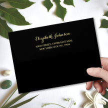 Elegant Svart Guld Skrift Namn Returadress 5x7