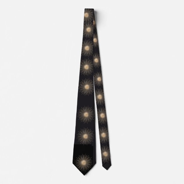 Elegant svart & guld stjärnburst mäns slips – Lyx (Framsida)