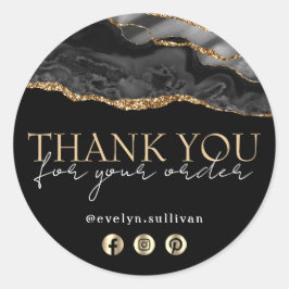 Elegant svart guld - tack för dekal runt klistermärke