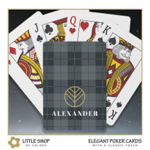 Elegant svart guld tartan-rutig monogram