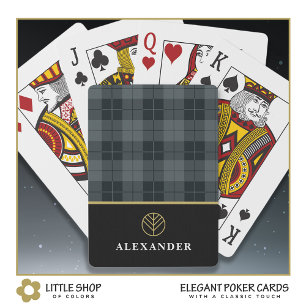 Elegant svart guld Tartan-rutig monogram Casinokort