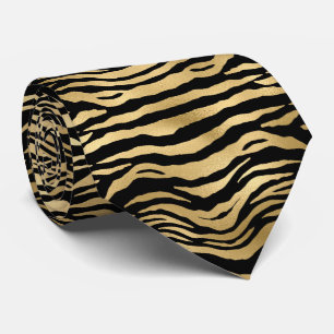 elegant svart guld-tiger tryck mönster i sidled slips