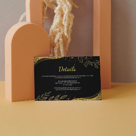 Elegant svart guld vigselring blad design detaljer tilläggskort