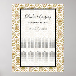 Elegant svart guld vintage sittplatskarta poster