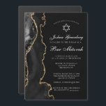 Elegant svart guldagate Bar Mitzvah-fest Magnetisk Inbjudningskort<br><div class="desc">Elegant svart och guld agat dekorerar sidan av denna moderna Bar Mitzvah-ceremoni och magnetiskt partykort. Din sons namn är skrivet i vacker formell skrift under Davidsstjärnan. Perfekt för en chic,  stilfull judisk familj som firar sin pojke som kallas till Toran.</div>
