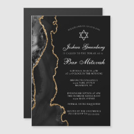 Elegant svart guldagate Bar Mitzvah-fest Magnetisk Inbjudningskort