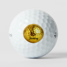Elegant svart guldförgylld golfboll med personlig
