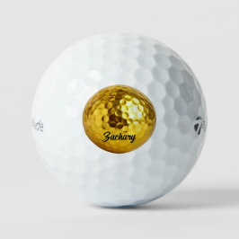 Elegant svart guldförgylld golfboll med personlig