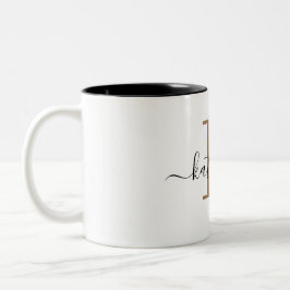 Elegant svart guldmonogram kaffekopp med namn i el