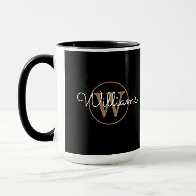 Elegant svart guldmonogram mugg (Vänster)