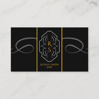 Elegant svart guldmonogram notarie visitkort