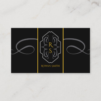 Elegant svart guldmonogram Visitenkort Visitkort