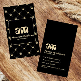 Elegant svart guldmönster lyxstil visitkort