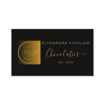 Elegant svart guldskrift logotyp chokladtillverkar