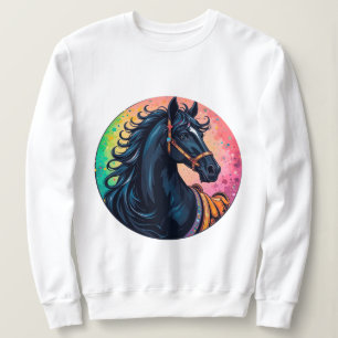 Elegant svart häst med livlig bakgrund t shirt