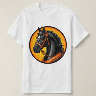 Elegant svart hästporträtt t shirt