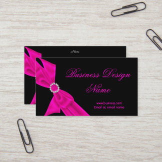 Elegant svart het rosa diamantbågedesign visitkort
