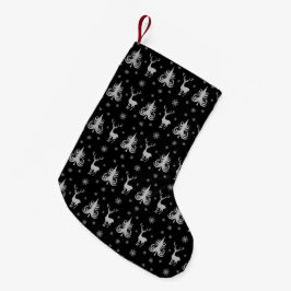 Elegant svart hjortmönster liten julstrumpa