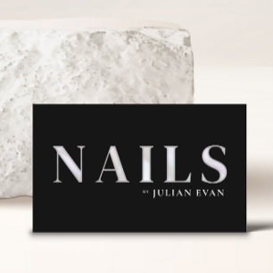 Elegant Svart holografisk Nail-tekniker Visitkort