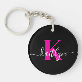 Elegant svart hot pink scriptmonogram