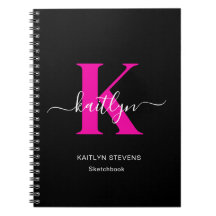 Elegant svart hot pink scriptmonogram