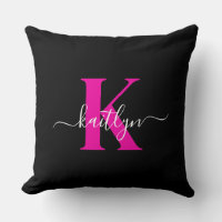 Elegant svart hot pink scriptmonogram
