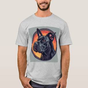 Elegant svart hundporträtt minimalistisk estetik t shirt