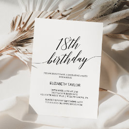 Elegant svart kalligrafi 18-årsdag inbjudningar